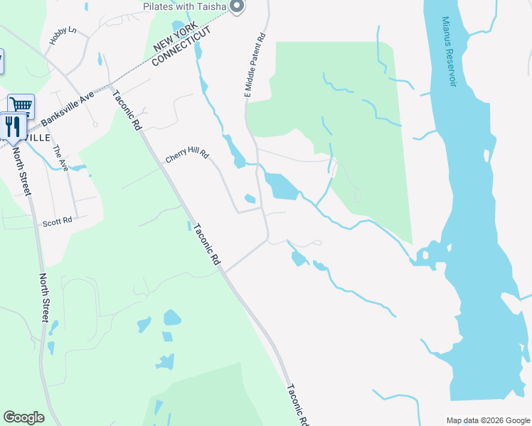 map of restaurants, bars, coffee shops, grocery stores, and more near 83 East Middle Patent Road in Greenwich
