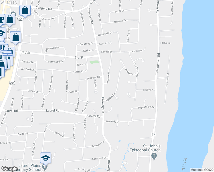 map of restaurants, bars, coffee shops, grocery stores, and more near 27 Pippen Place in New City