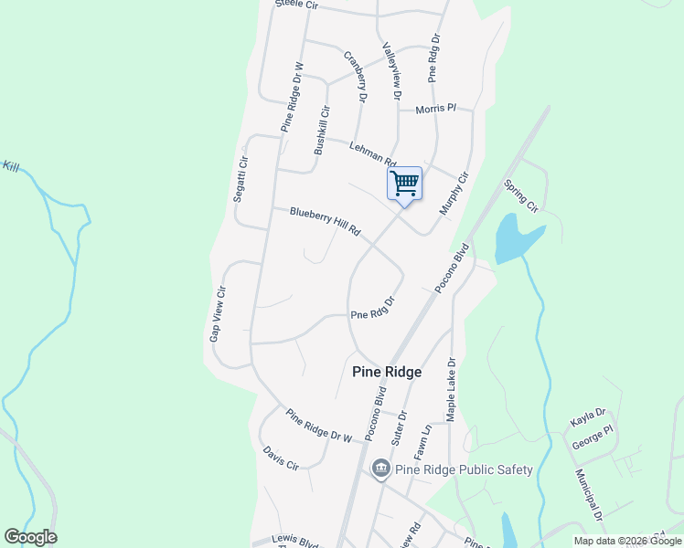 map of restaurants, bars, coffee shops, grocery stores, and more near 2113 Snowflake Court in Bushkill