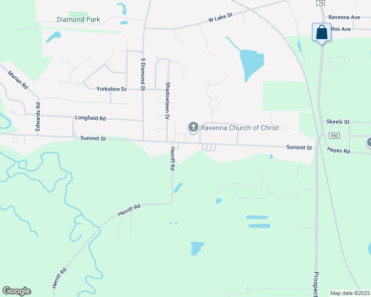 map of restaurants, bars, coffee shops, grocery stores, and more near 3888 Summit Street in Ravenna