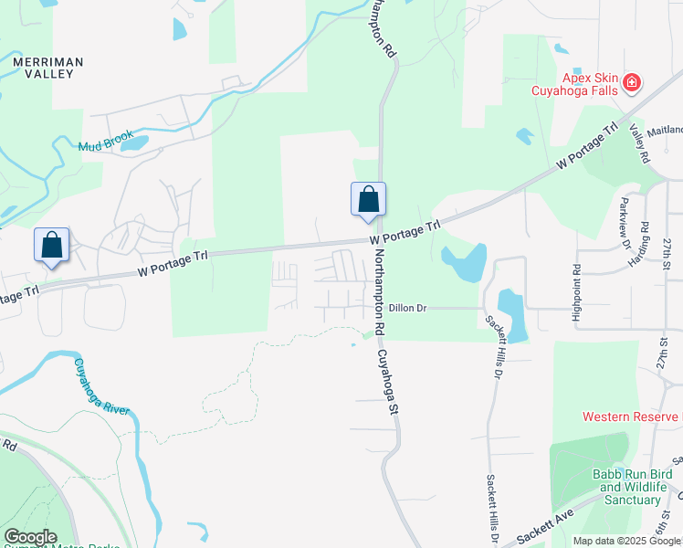 map of restaurants, bars, coffee shops, grocery stores, and more near 1778 Northampton Road in Akron