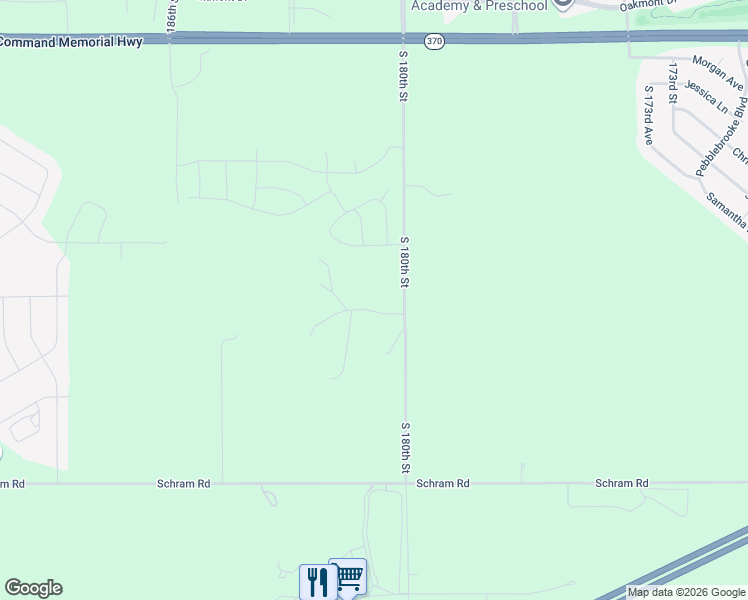 map of restaurants, bars, coffee shops, grocery stores, and more near 18104 Murray Trail in Gretna