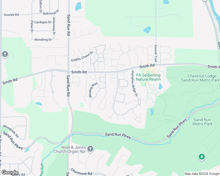 map of restaurants, bars, coffee shops, grocery stores, and more near 739 Hunters Trail in Akron