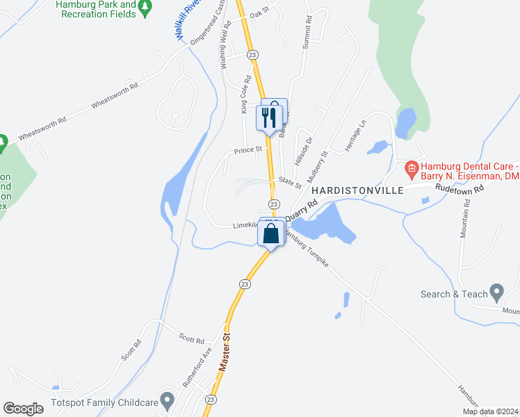 map of restaurants, bars, coffee shops, grocery stores, and more near 10 Jennings Road in Hamburg