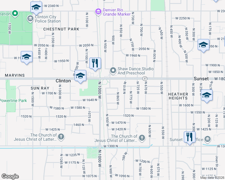 map of restaurants, bars, coffee shops, grocery stores, and more near 903 1730 North Street in Clinton