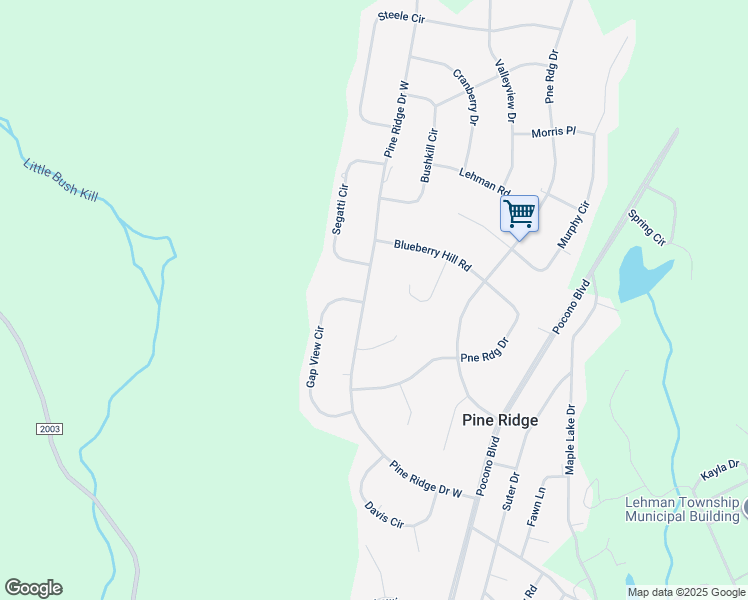 map of restaurants, bars, coffee shops, grocery stores, and more near 4829 Pine Ridge Drive West in Bushkill