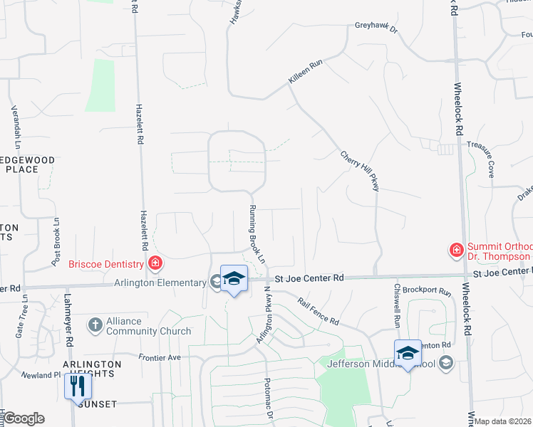 map of restaurants, bars, coffee shops, grocery stores, and more near 8301 Lionsgate Run in Fort Wayne