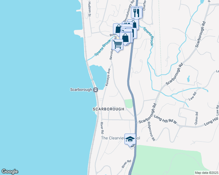 map of restaurants, bars, coffee shops, grocery stores, and more near 168 Revolutionary Road in Briarcliff Manor