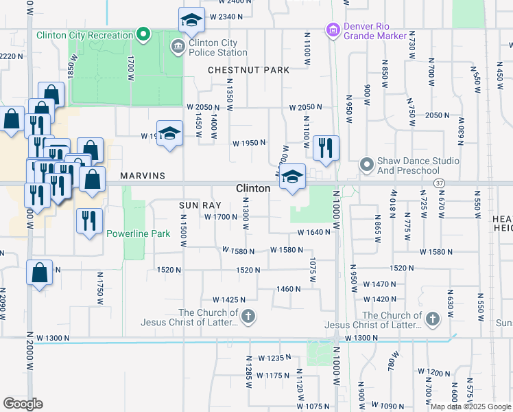 map of restaurants, bars, coffee shops, grocery stores, and more near in Clinton