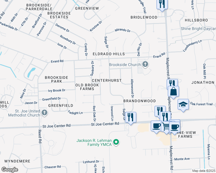 map of restaurants, bars, coffee shops, grocery stores, and more near in Fort Wayne