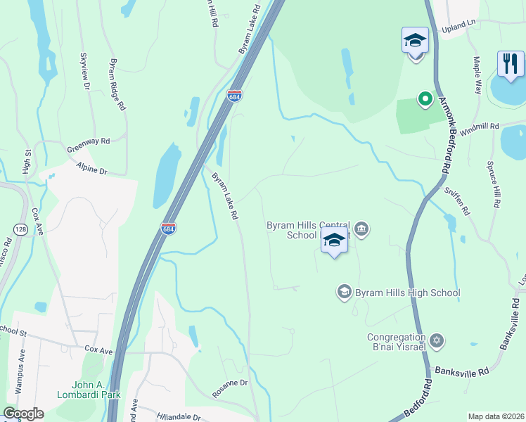 map of restaurants, bars, coffee shops, grocery stores, and more near 24 Birch Grove Drive in Armonk
