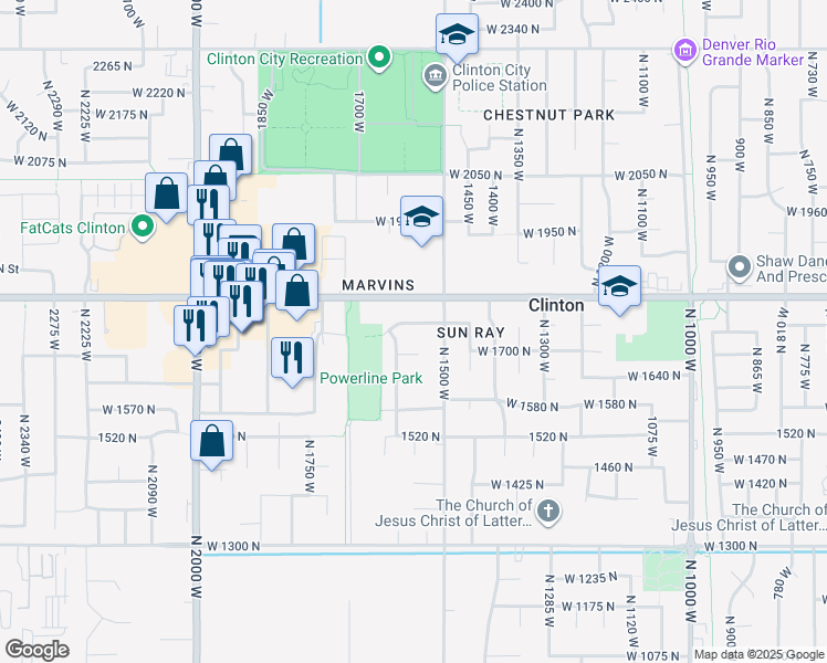 map of restaurants, bars, coffee shops, grocery stores, and more near 1563 1740 North in Clinton