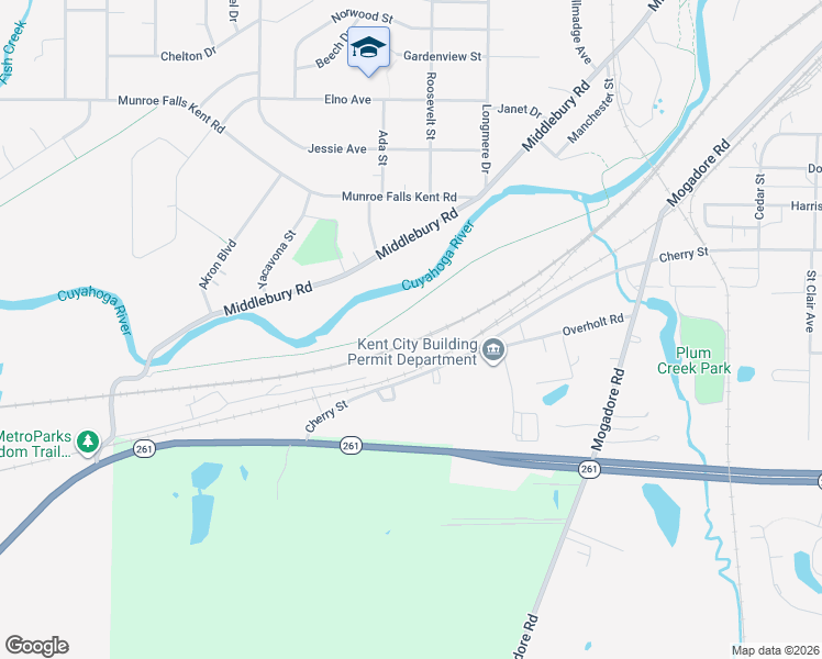 map of restaurants, bars, coffee shops, grocery stores, and more near 1323 Middlebury Road in Kent