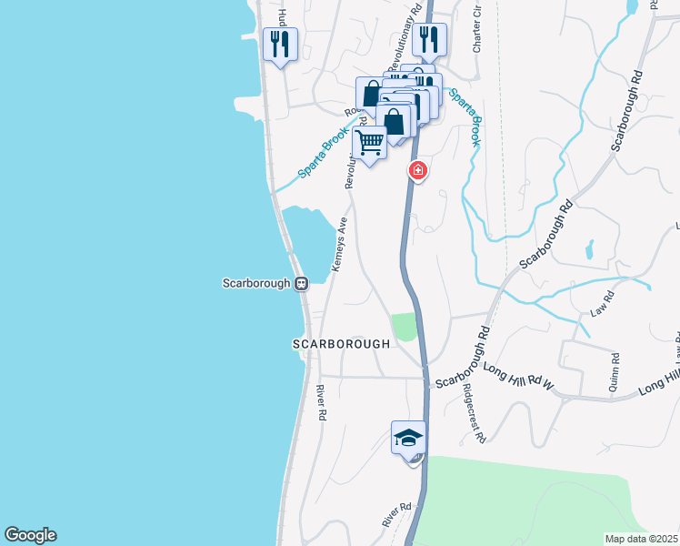 map of restaurants, bars, coffee shops, grocery stores, and more near 168 Revolutionary Road in Briarcliff Manor