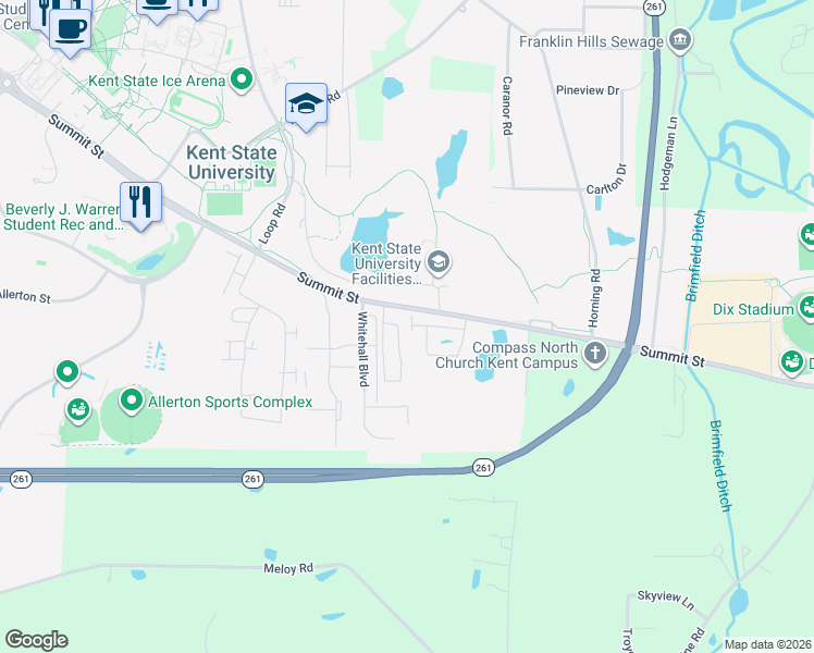 map of restaurants, bars, coffee shops, grocery stores, and more near 208 Hickory Mills Circle in Kent