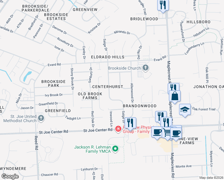 map of restaurants, bars, coffee shops, grocery stores, and more near in Fort Wayne