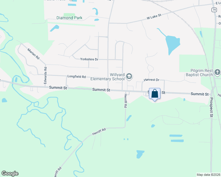 map of restaurants, bars, coffee shops, grocery stores, and more near 1273 South Diamond Street in Ravenna