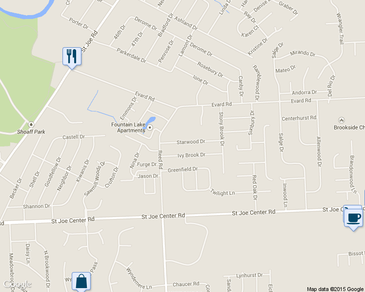 map of restaurants, bars, coffee shops, grocery stores, and more near 4914 Starwood Dr in Fort Wayne