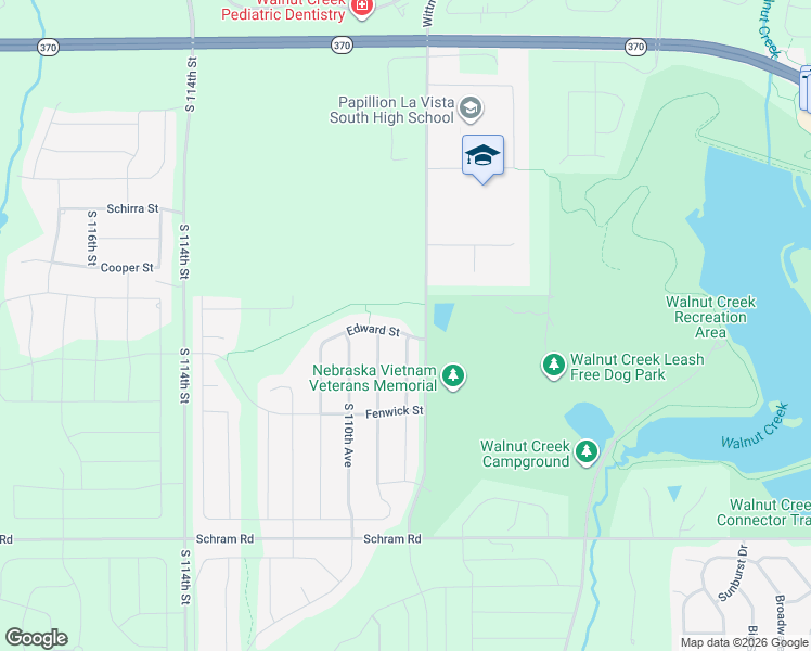 map of restaurants, bars, coffee shops, grocery stores, and more near 10906 Edward Street in Papillion