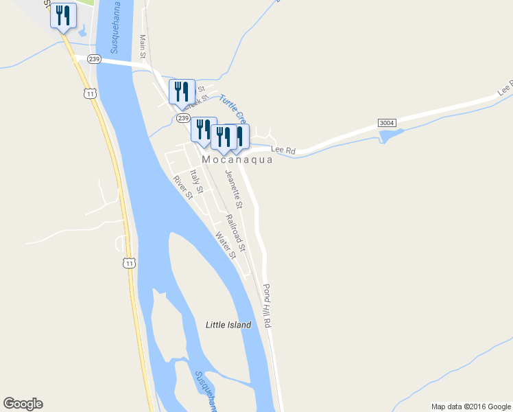 map of restaurants, bars, coffee shops, grocery stores, and more near 36 Pond Hill Road in Shickshinny