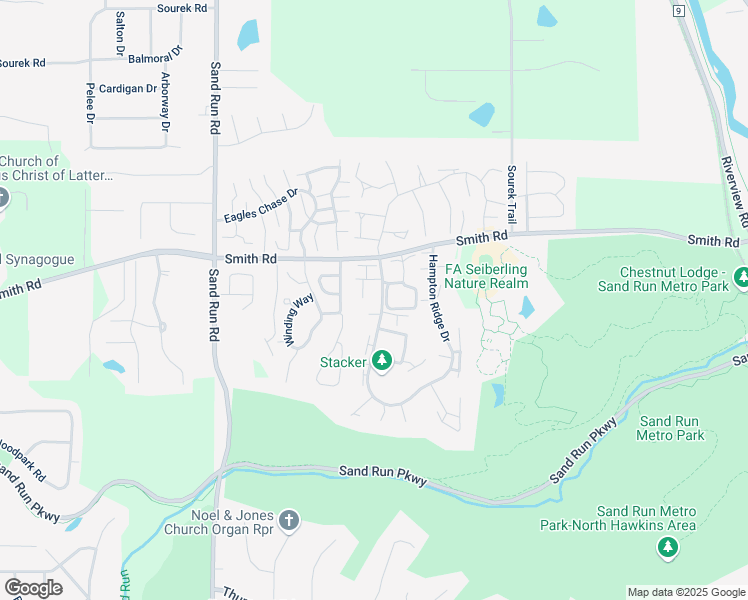 map of restaurants, bars, coffee shops, grocery stores, and more near 1008 Hampton Ridge Dr in Akron