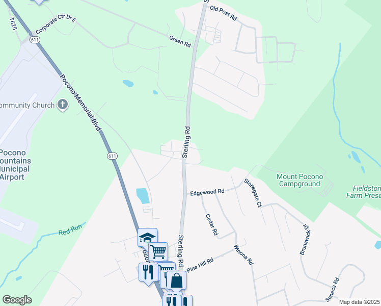 map of restaurants, bars, coffee shops, grocery stores, and more near 210 Pennsylvania 196 in Tobyhanna