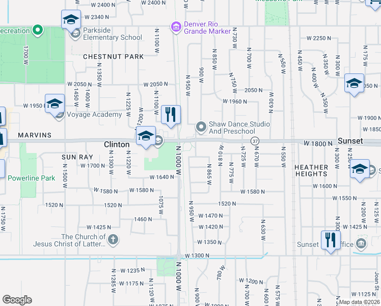 map of restaurants, bars, coffee shops, grocery stores, and more near 942 1730 North Street in Clinton