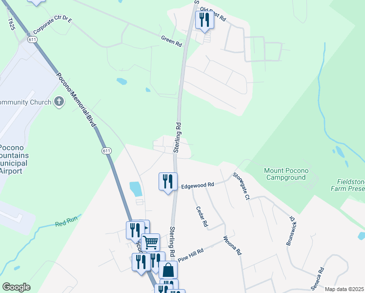 map of restaurants, bars, coffee shops, grocery stores, and more near 210 Pennsylvania 196 in Tobyhanna