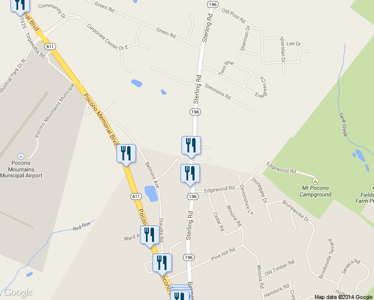 map of restaurants, bars, coffee shops, grocery stores, and more near 396 Sterling Rd in Tobyhanna