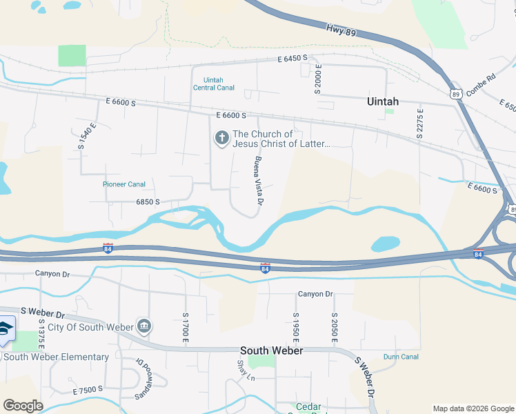 map of restaurants, bars, coffee shops, grocery stores, and more near 1850 East 6900 South in Ogden