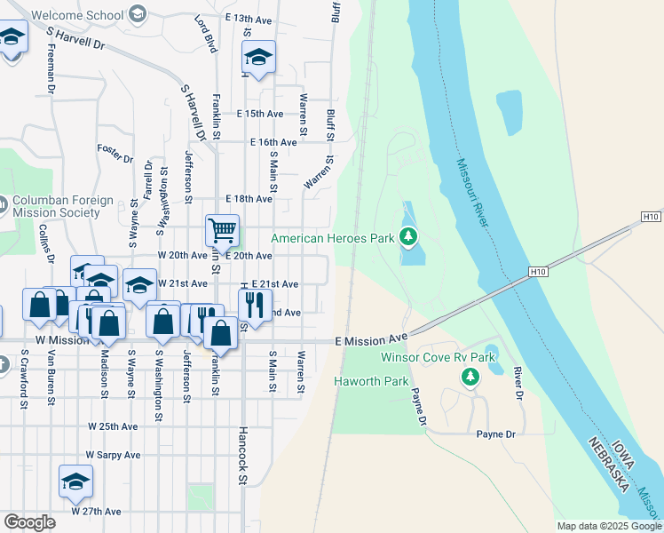 map of restaurants, bars, coffee shops, grocery stores, and more near 2003 Bluff Street in Bellevue