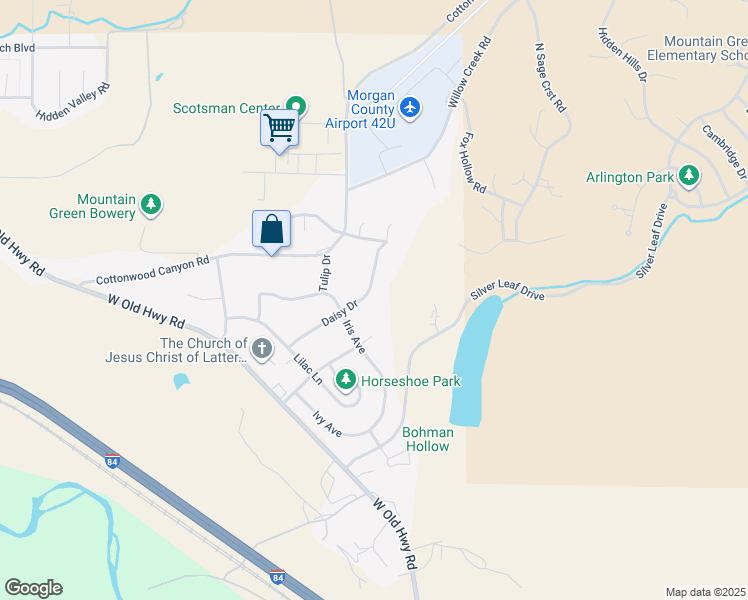 map of restaurants, bars, coffee shops, grocery stores, and more near 4317 Daisy Drive in Morgan