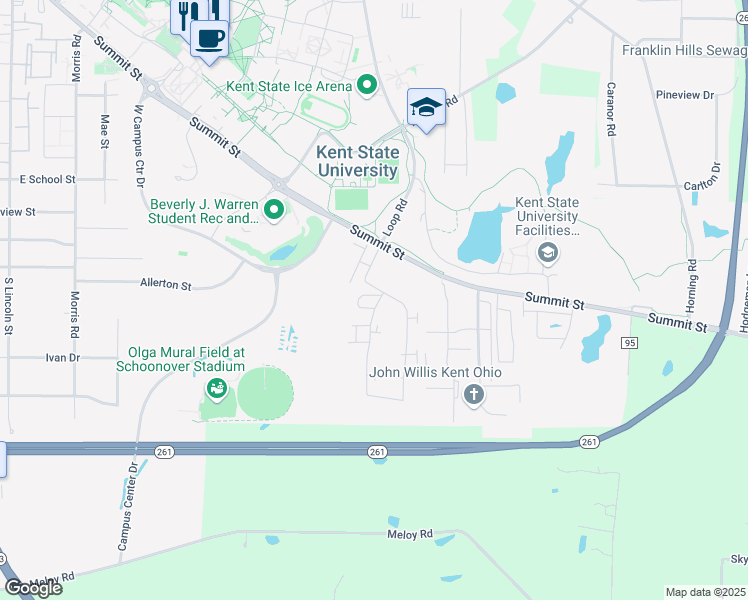 map of restaurants, bars, coffee shops, grocery stores, and more near 1380 Athena Drive in Kent