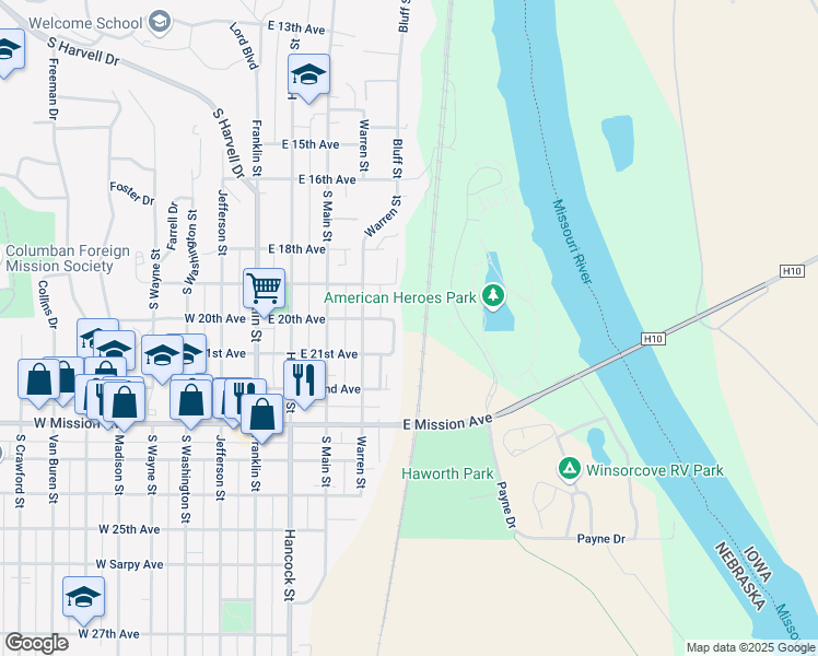 map of restaurants, bars, coffee shops, grocery stores, and more near 2003 Bluff Street in Bellevue