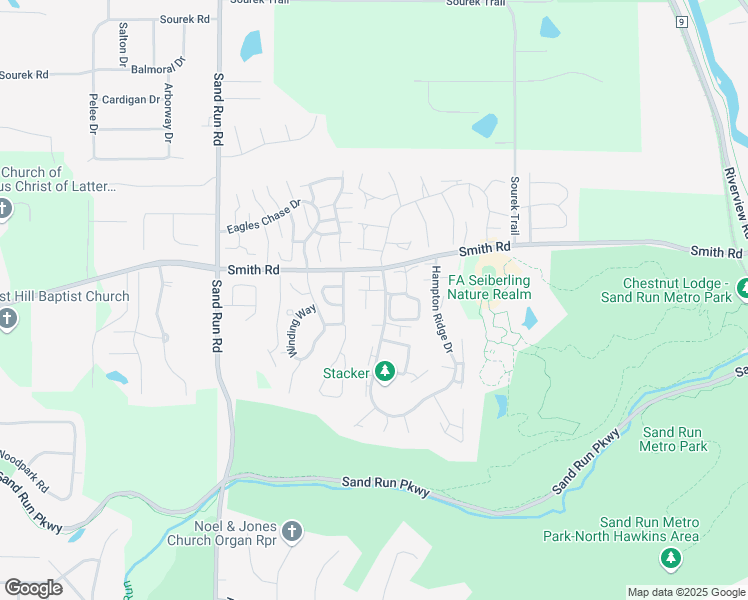 map of restaurants, bars, coffee shops, grocery stores, and more near 1008 Hampton Ridge Drive in Akron