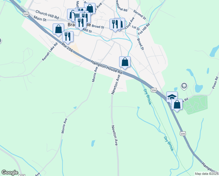 map of restaurants, bars, coffee shops, grocery stores, and more near 26 Newton Avenue in Branchville