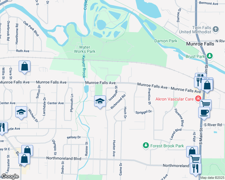 map of restaurants, bars, coffee shops, grocery stores, and more near 2321 Frederick Drive in Cuyahoga Falls