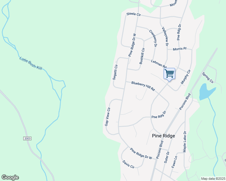 map of restaurants, bars, coffee shops, grocery stores, and more near 160 Segatti Circle in Bushkill