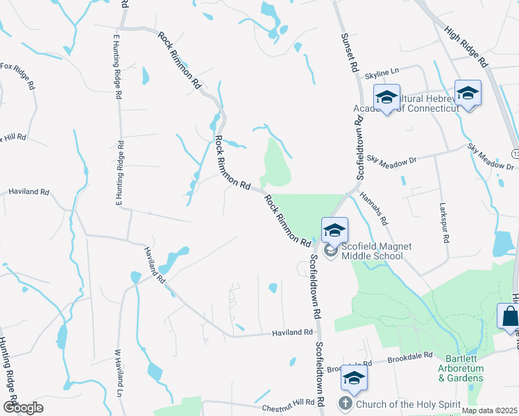 map of restaurants, bars, coffee shops, grocery stores, and more near 88 Rock Rimmon Road in Stamford