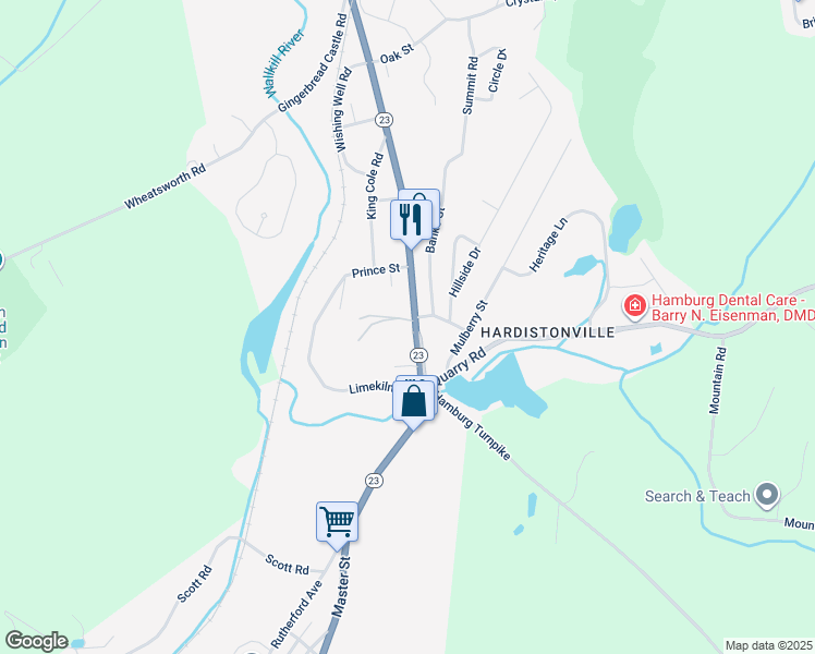 map of restaurants, bars, coffee shops, grocery stores, and more near 222 New Jersey 23 in Hamburg
