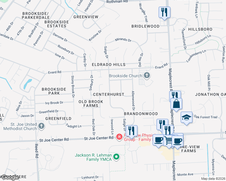 map of restaurants, bars, coffee shops, grocery stores, and more near in Fort Wayne