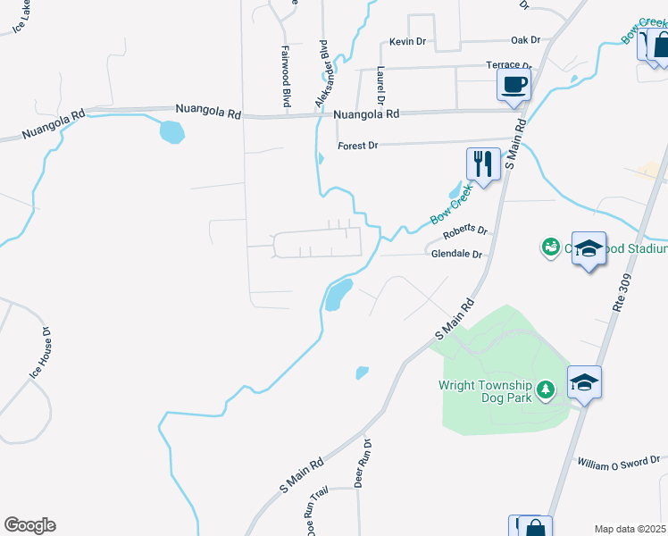 map of restaurants, bars, coffee shops, grocery stores, and more near 97 Patriot Circle in Mountain Top
