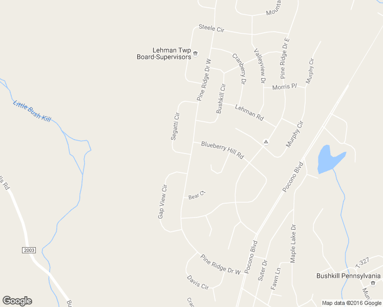 map of restaurants, bars, coffee shops, grocery stores, and more near 2214 Pine Ridge Drive West in Bushkill