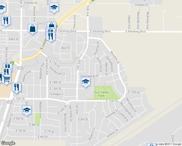 map of restaurants, bars, coffee shops, grocery stores, and more near 1511 Copperville Road in Cheyenne