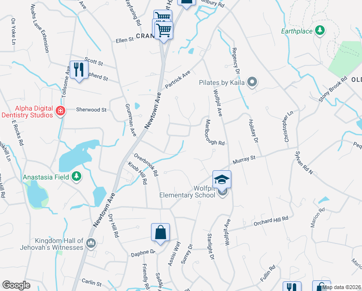 map of restaurants, bars, coffee shops, grocery stores, and more near 3 Dorset Road in Norwalk