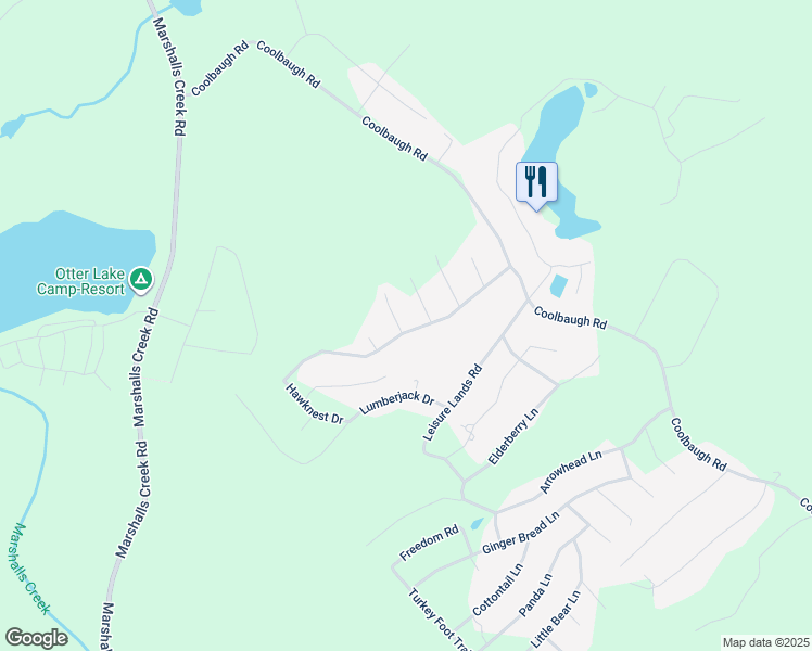 map of restaurants, bars, coffee shops, grocery stores, and more near 2158 Sanctuary Drive in East Stroudsburg