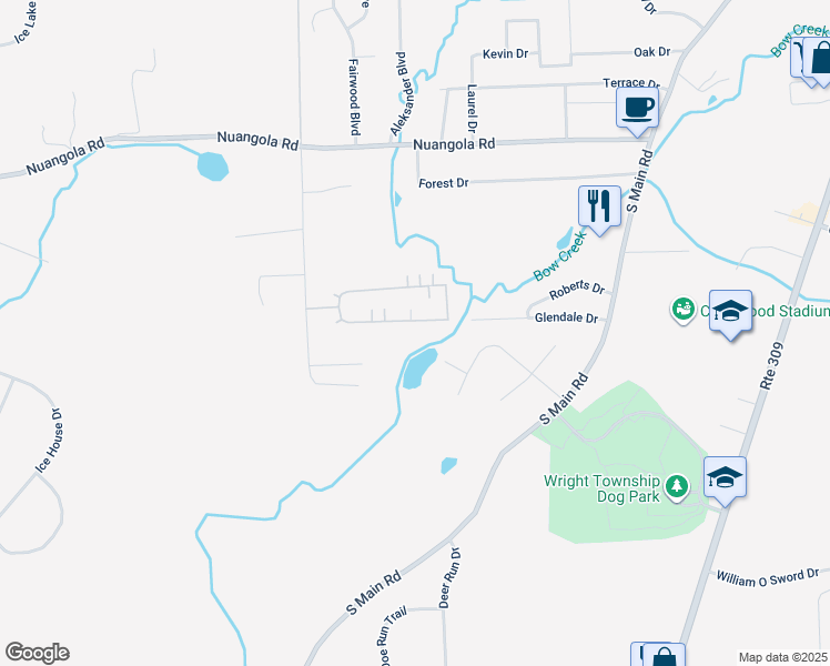 map of restaurants, bars, coffee shops, grocery stores, and more near 97 Patriot Circle in Mountain Top