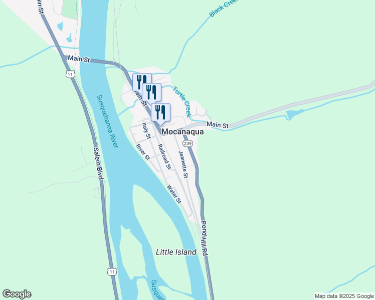 map of restaurants, bars, coffee shops, grocery stores, and more near in Mocanaqua