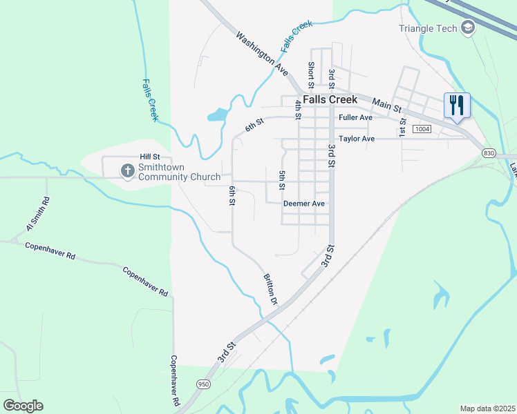 map of restaurants, bars, coffee shops, grocery stores, and more near 120 Holly Drive in Falls Creek
