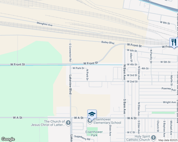map of restaurants, bars, coffee shops, grocery stores, and more near 305 North Park Drive in North Platte